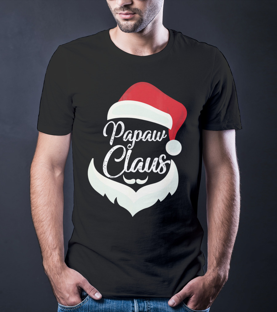 Papaw Claus Santa Hat White Beard Festive Christmas T-Shirt