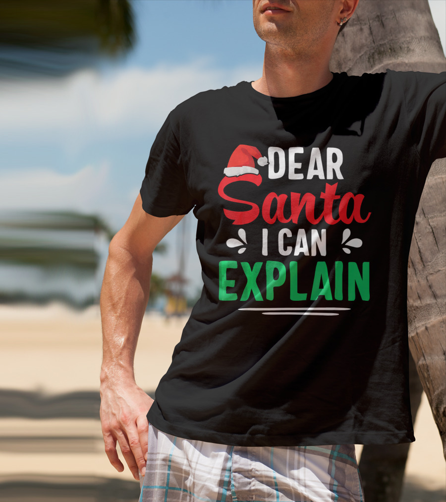 Dear Santa I Can Explain Funny Christmas Santa Hat T-Shirt