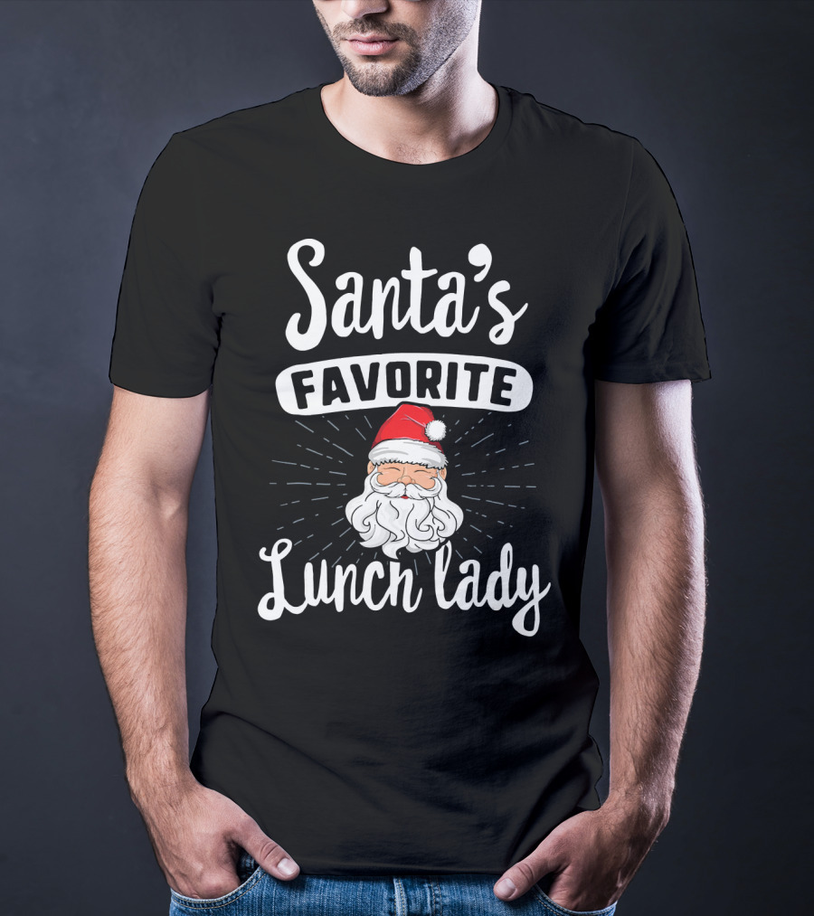Santa's Favorite Lunch Lady Christmas Santa Claus Red Hat T-Shirt