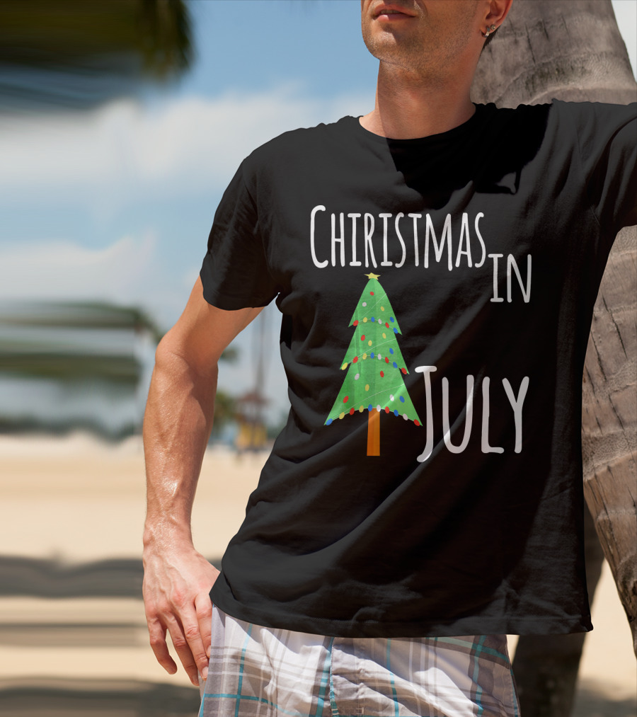 Christmas In July Tree Lights Festive Summer T-Shirt
