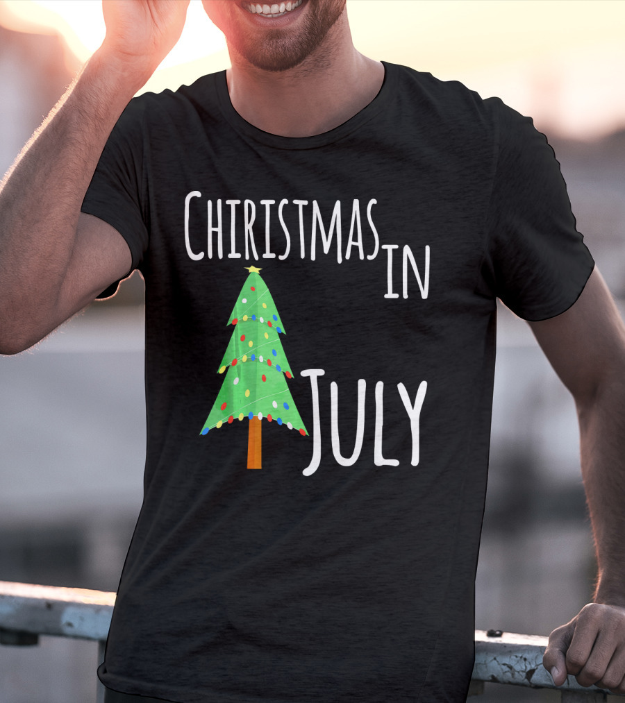Christmas In July Tree Lights Festive Summer T-Shirt