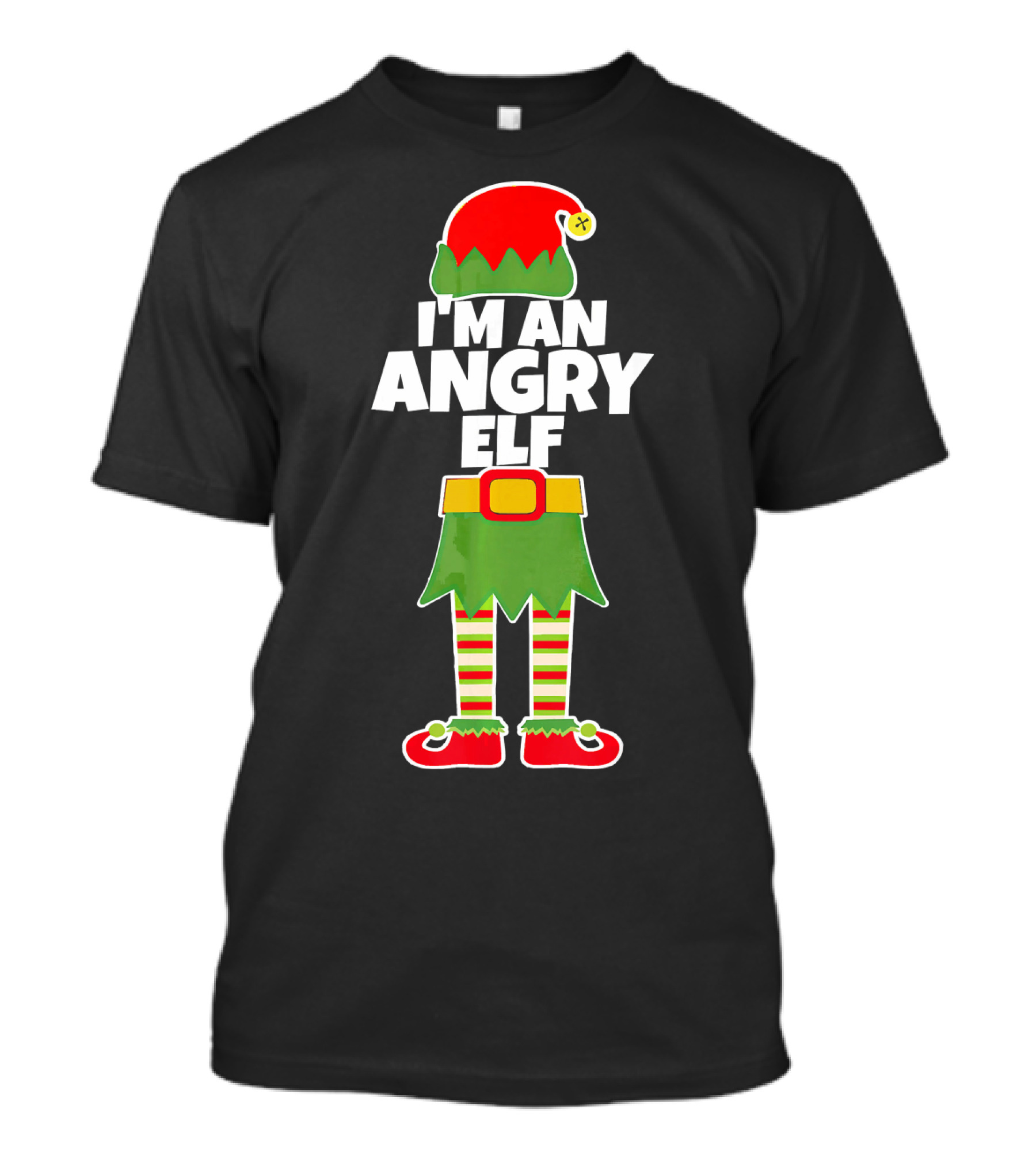 I'M AN ANGRY ELF Funny Mad Santa Costume Christmas Holiday T-Shirt