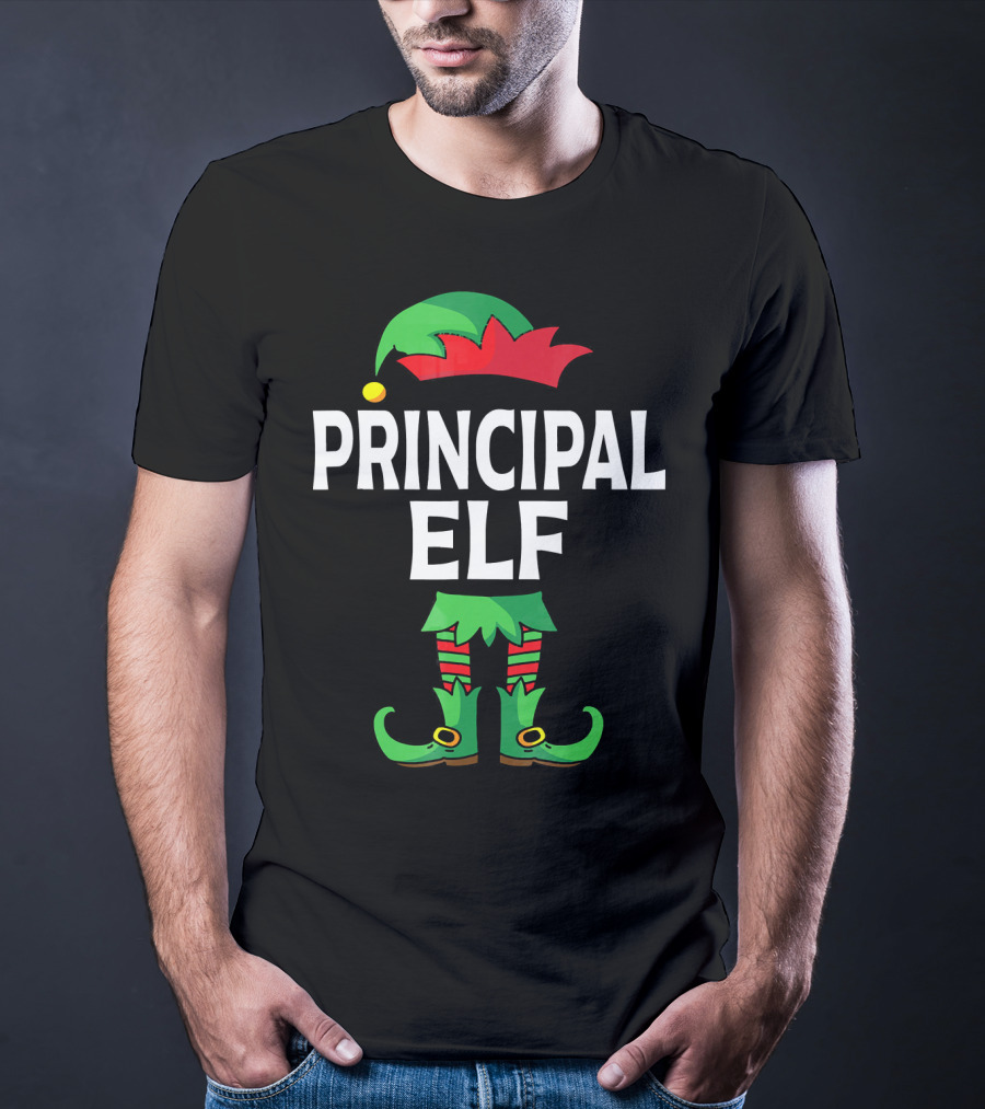 Principal Elf Green And Red Costume Matching Family Group T-Shirt