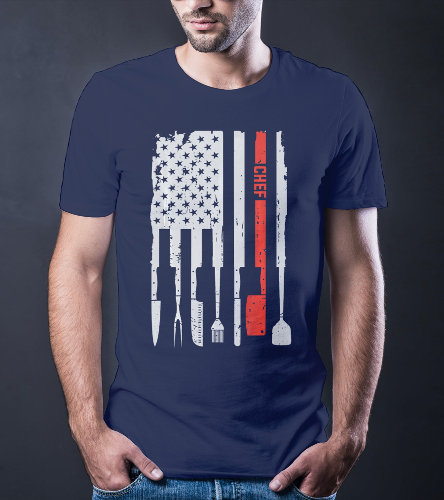 American Flag Baking Tools Chef Humorous Pastry T-Shirt