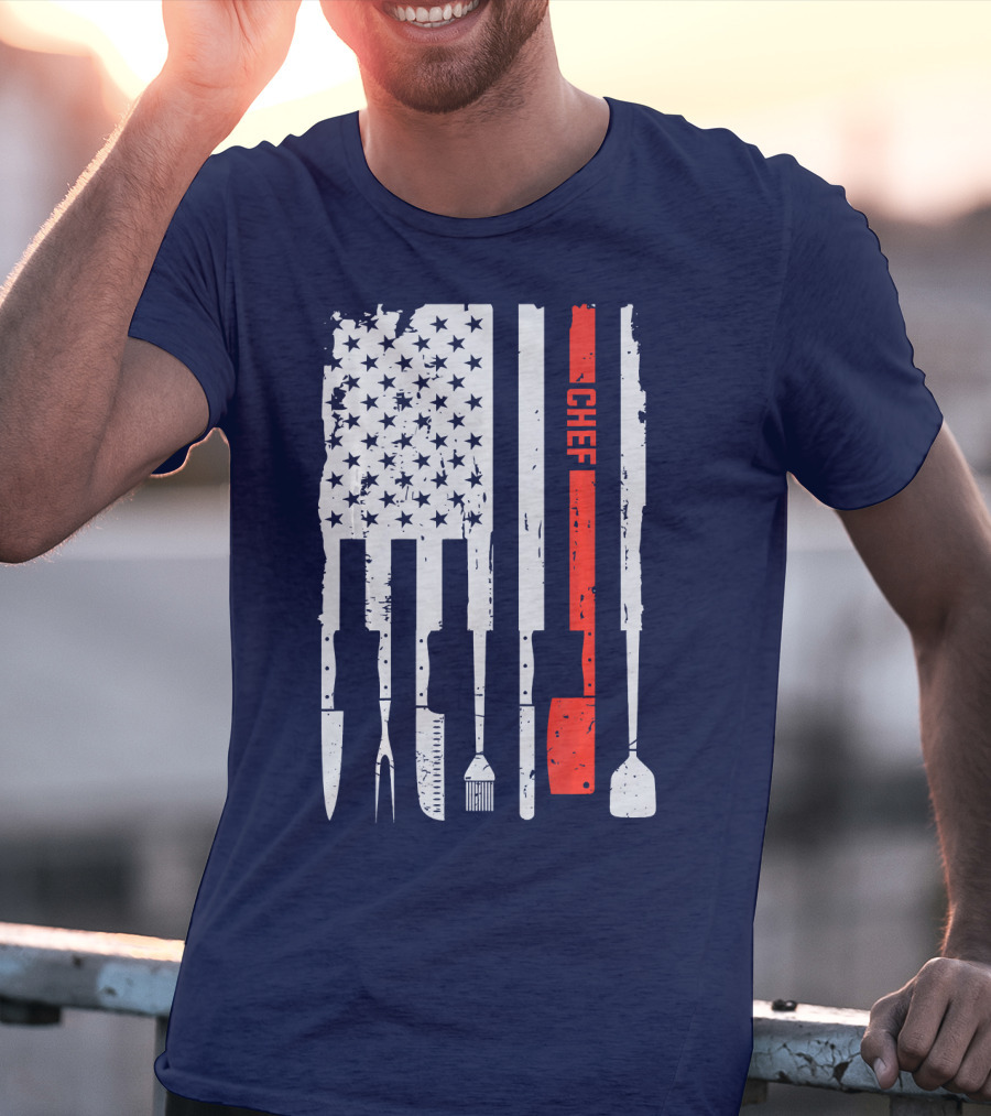 American Flag Baking Tools Chef Humorous Pastry T-Shirt