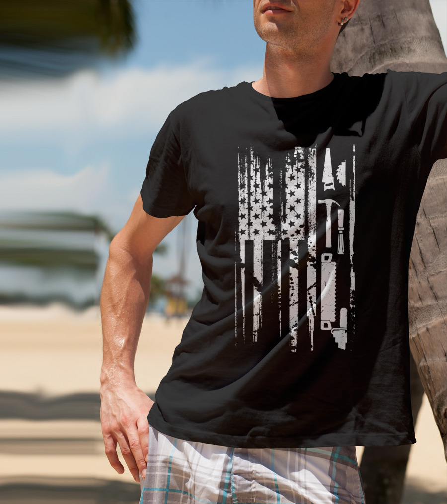 American Flag Woodworking Tools T-Shirt
