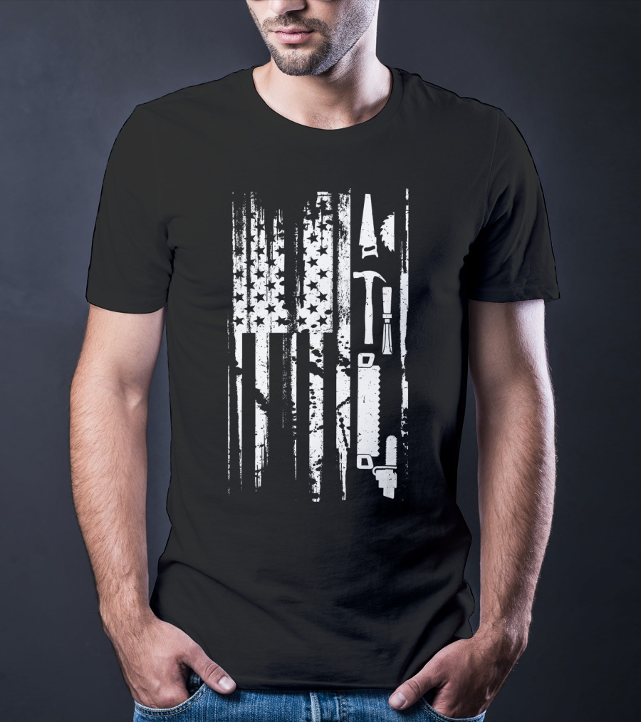 American Flag Woodworking Tools T-Shirt