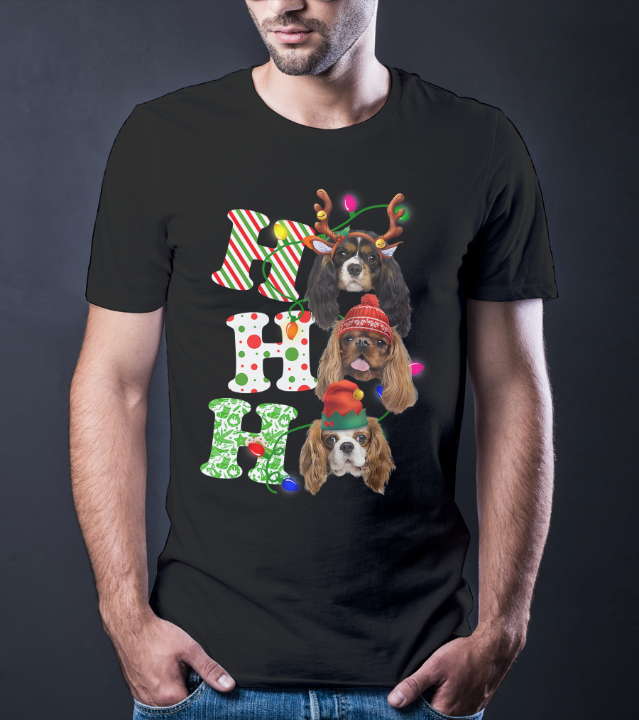 Ho Ho Ho Christmas Cavalier King Charles Spaniel Festive Dogs T-Shirt