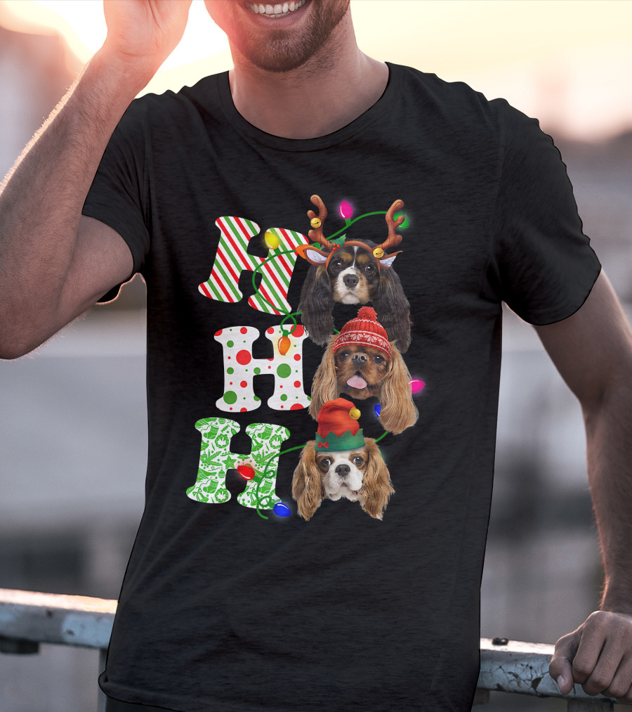 Ho Ho Ho Christmas Cavalier King Charles Spaniel Festive Dogs T-Shirt