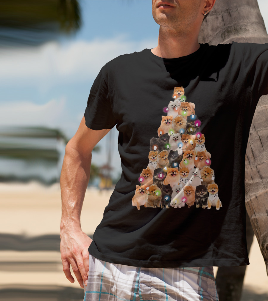 Holiday Cheer Pomeranian Christmas Tree Of Festive Pups T-Shirt