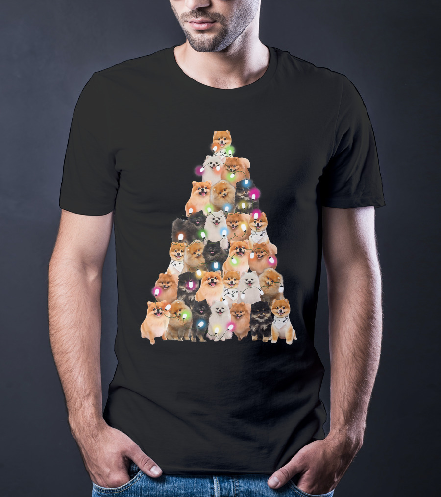 Holiday Cheer Pomeranian Christmas Tree Of Festive Pups T-Shirt