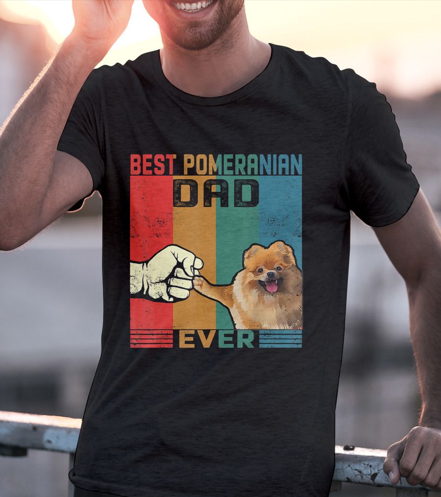 Best Pomeranian Dad Ever Vintage Fist Bump T-Shirt