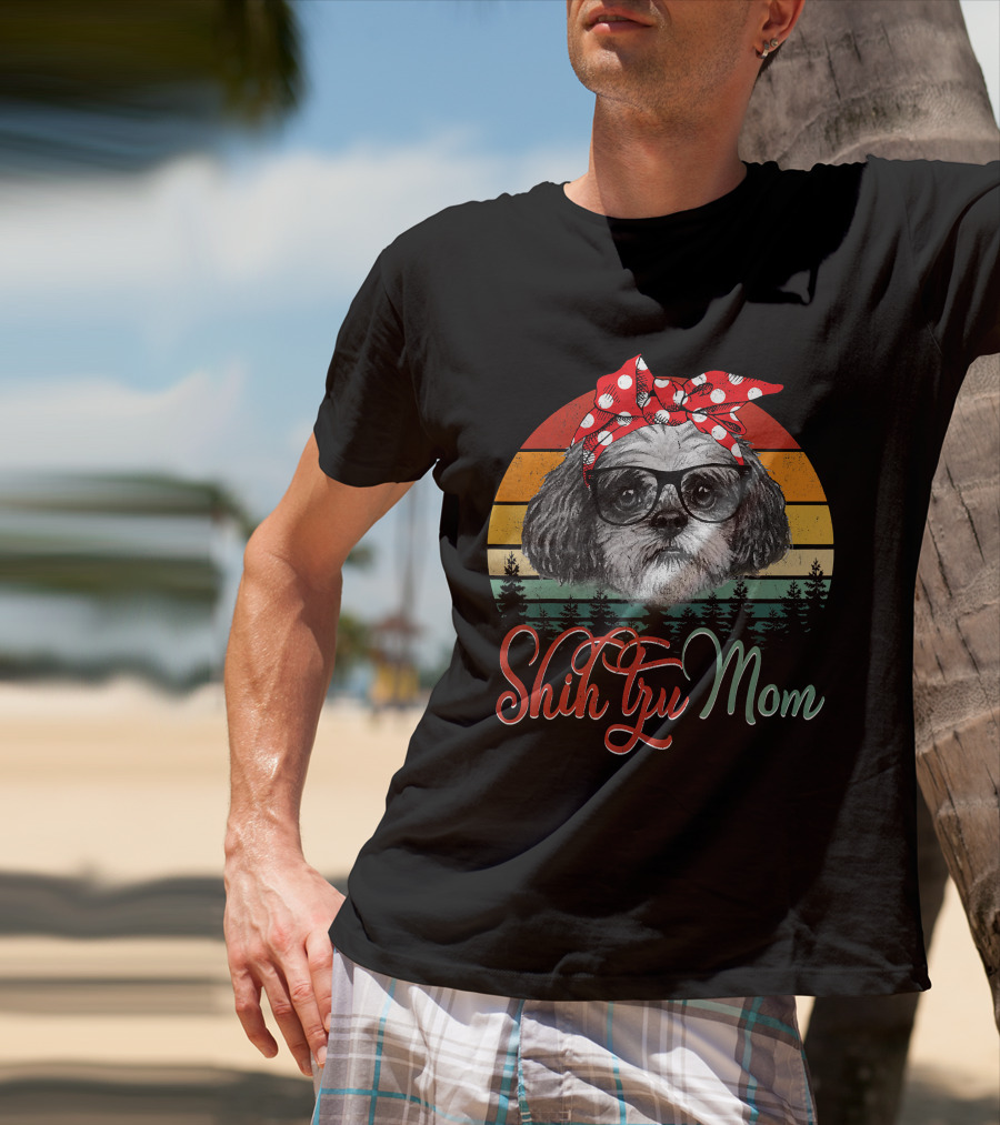 Shih Tzu Mom Retro Dog Lovers Mother T-Shirt