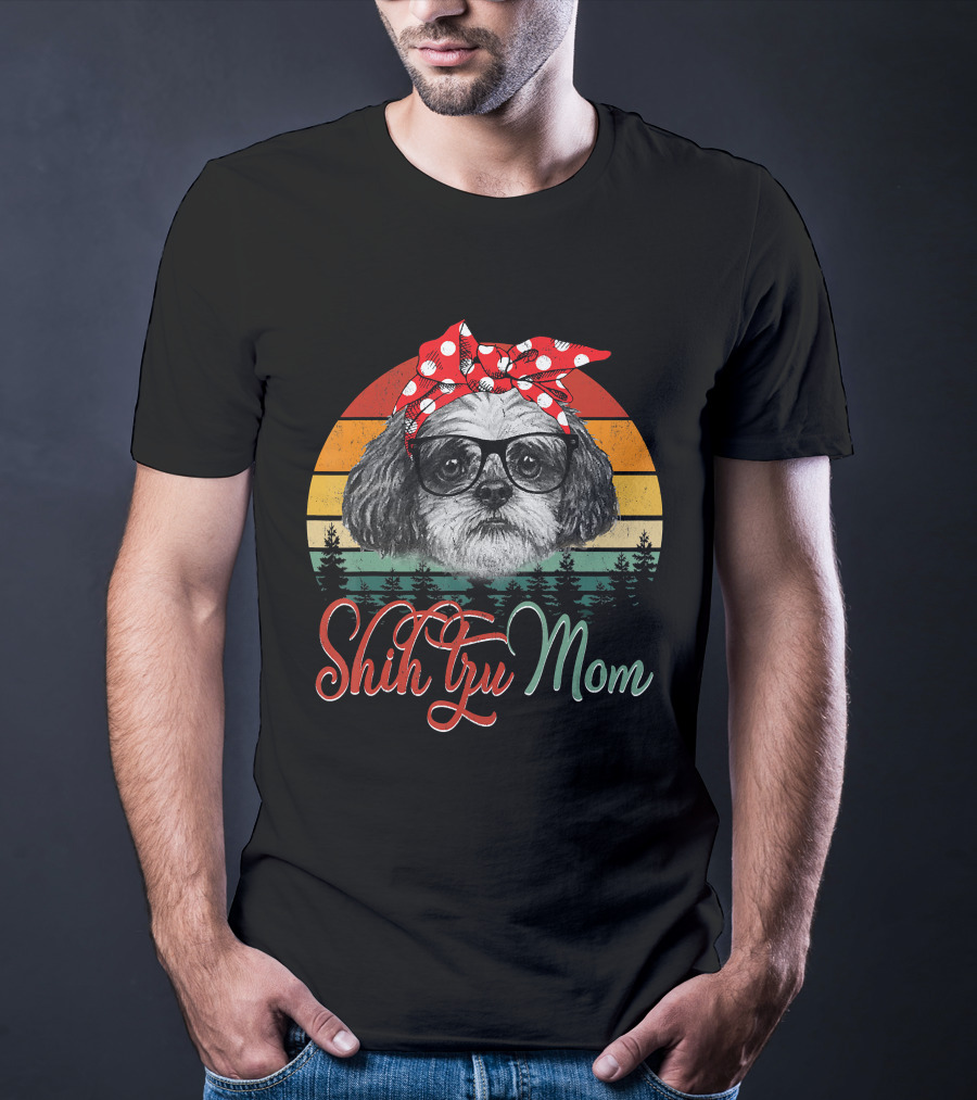 Shih Tzu Mom Retro Dog Lovers Mother T-Shirt