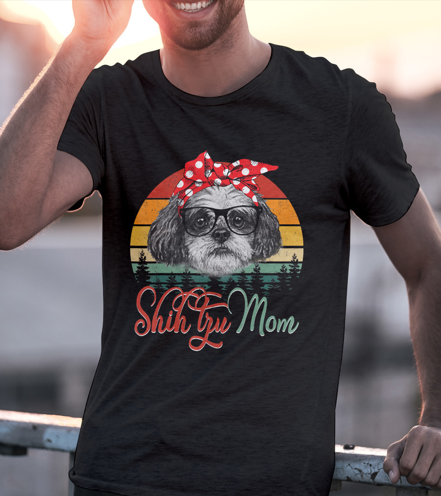 Shih Tzu Mom Retro Dog Lovers Mother T-Shirt