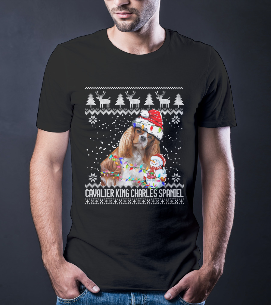 Cavalier King Charles Spaniel Christmas Santa Snowman Reindeer T-Shirt