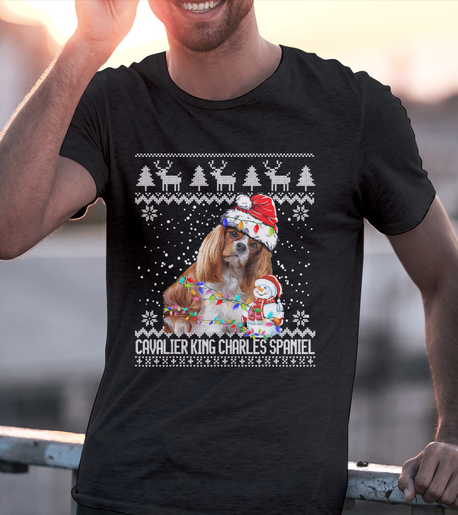 Cavalier King Charles Spaniel Christmas Santa Snowman Reindeer T-Shirt