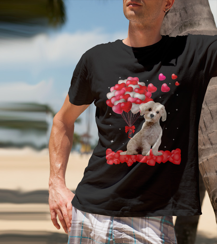 Heartfelt Maltese With Heart Balloons Valentine's Day T-Shirt