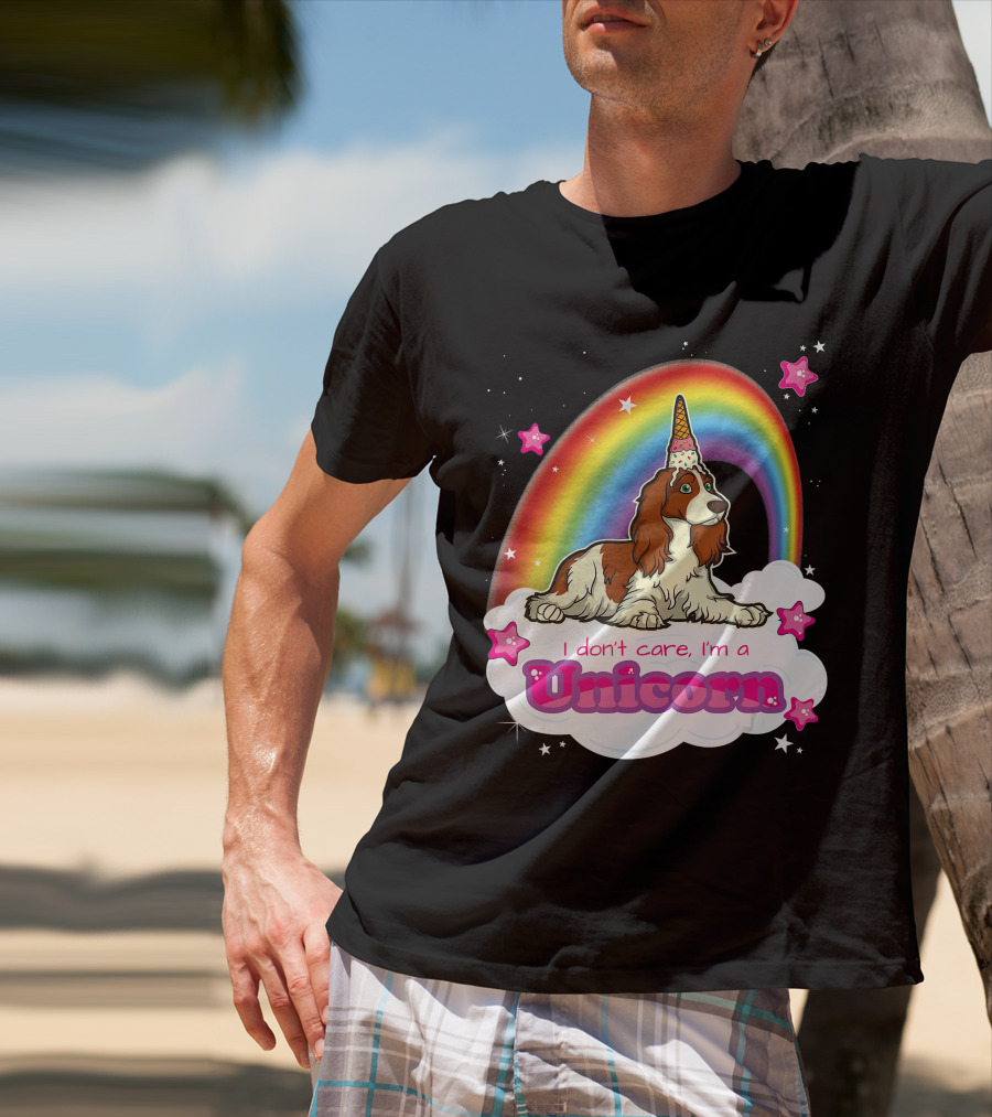 I Don't Care I'm A Unicorn English Cocker Spaniel Rainbow T-Shirt