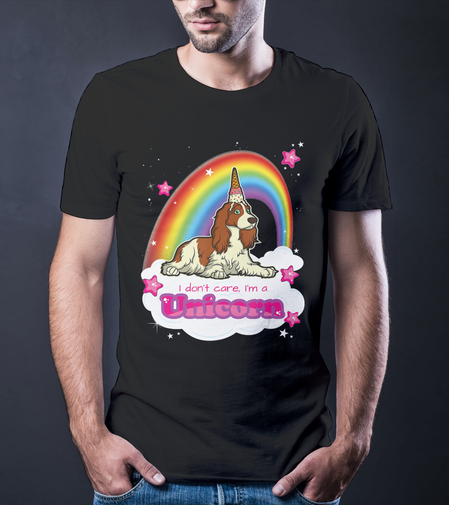 I Don't Care I'm A Unicorn English Cocker Spaniel Rainbow T-Shirt