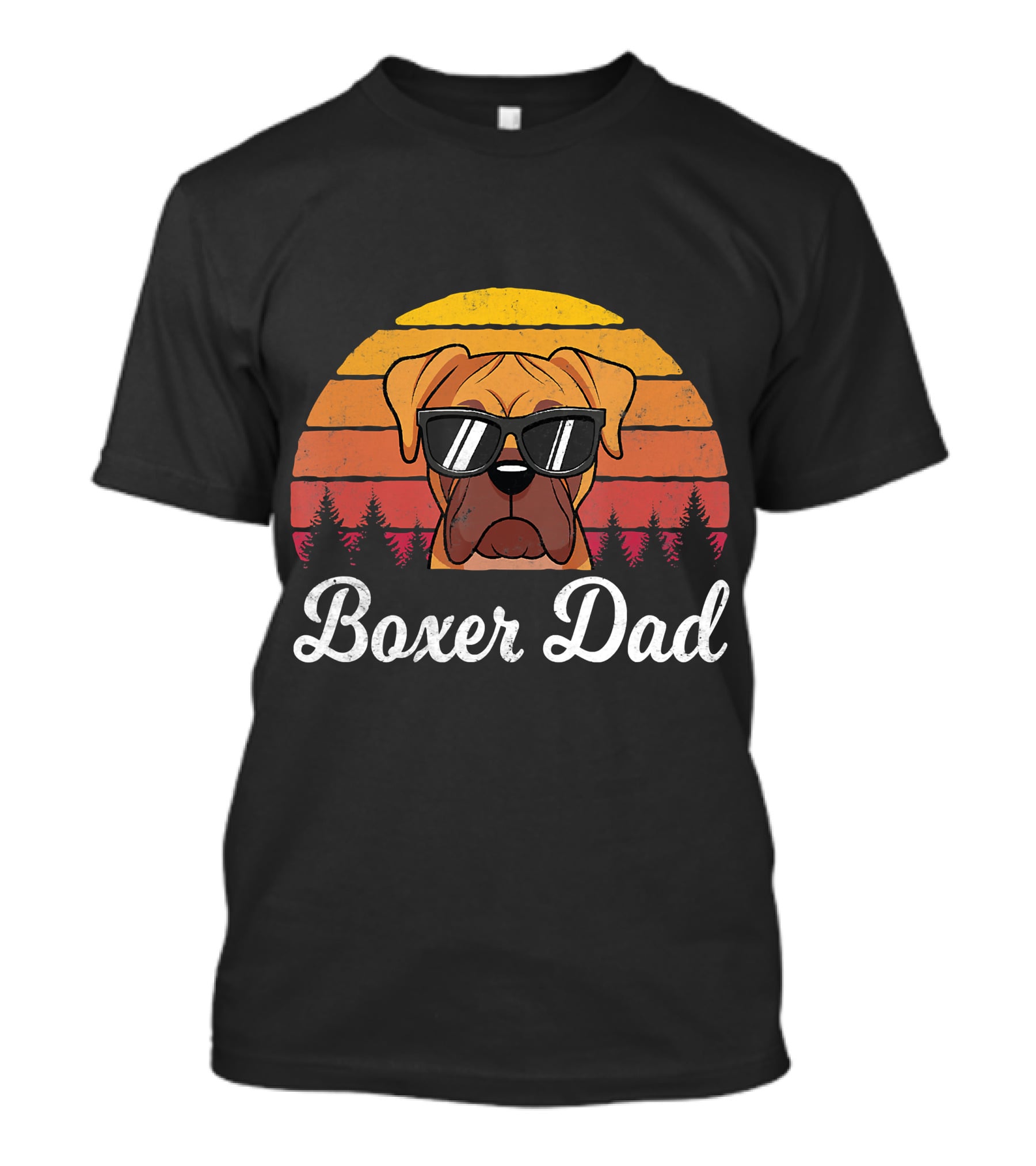 Retro Vintage Boxer Dad Funny Dogs Lover T-Shirt