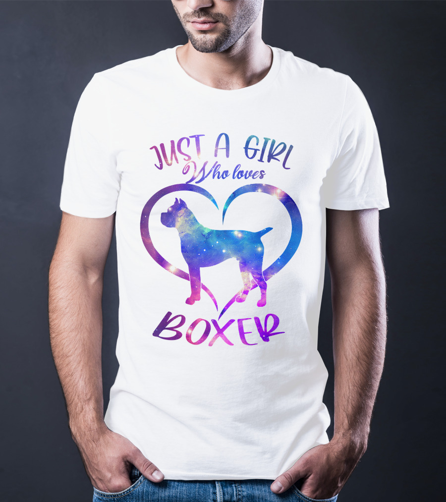 Just A Girl Who Loves Boxer Heart Galaxy T-Shirt