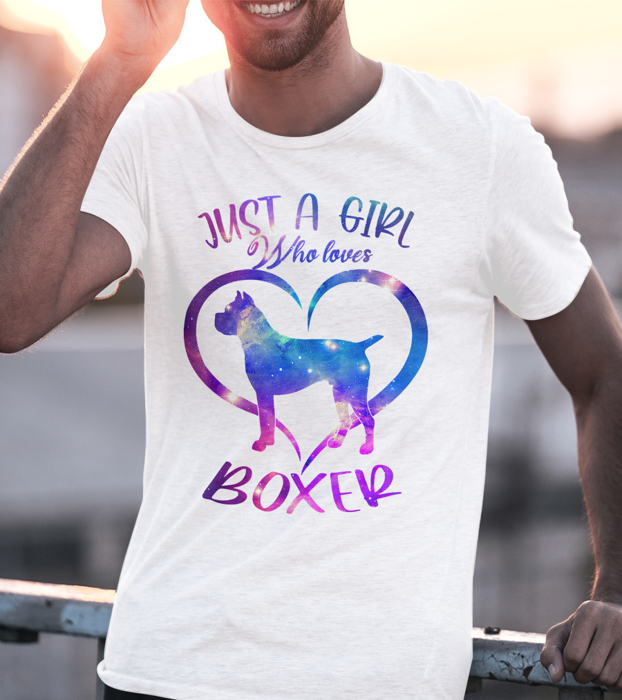 Just A Girl Who Loves Boxer Heart Galaxy T-Shirt
