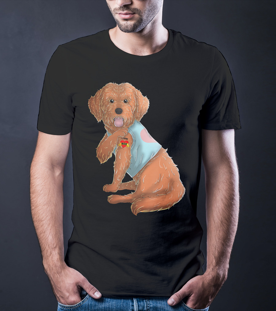 Cockapoo Dog I Love Mom Tattoo T-Shirt