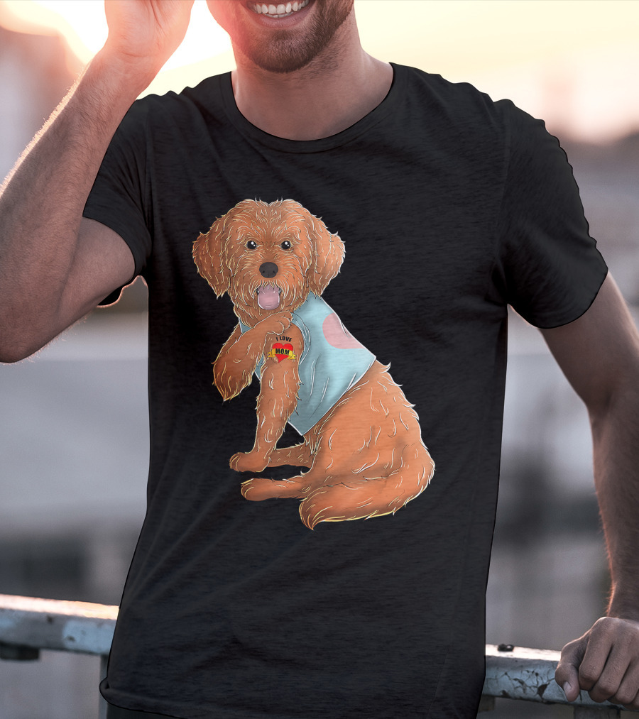 Cockapoo Dog I Love Mom Tattoo T-Shirt