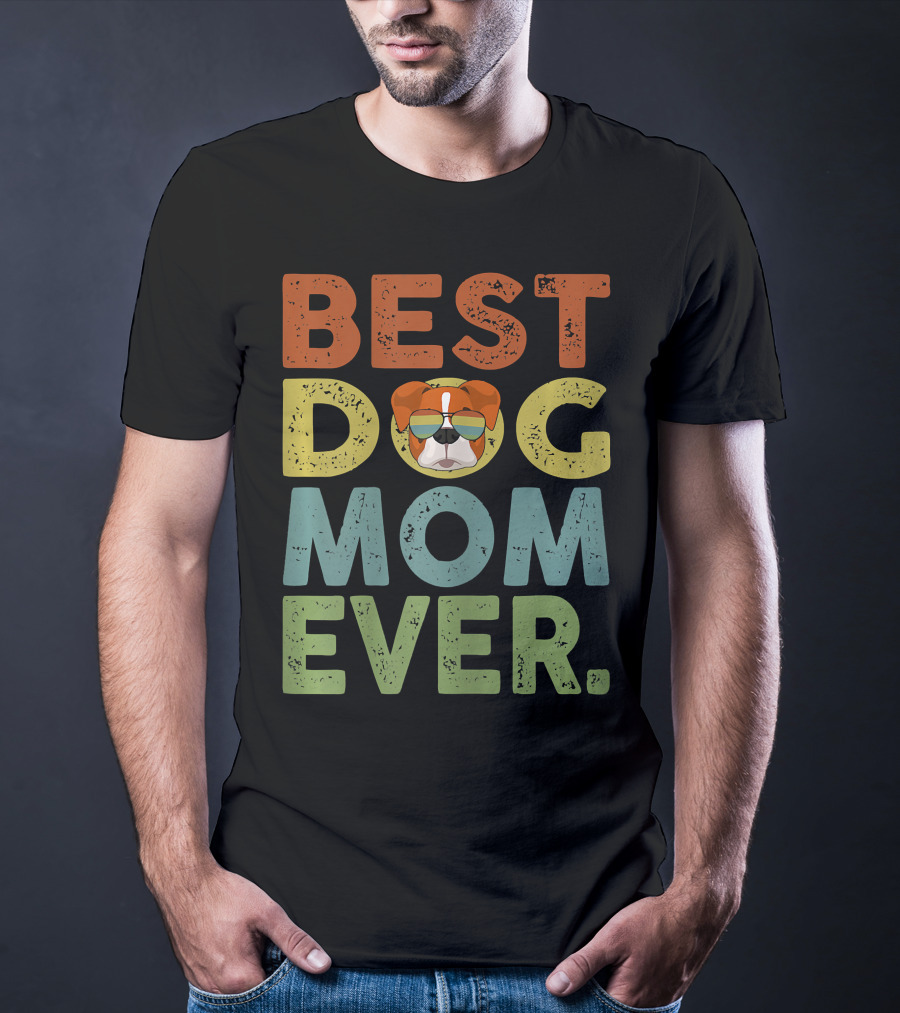 Best Dog Mom Ever Vintage Boxer T-Shirt