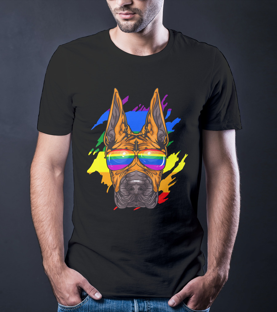 Rainbow Sunglasses Great Dane Pride T-Shirt