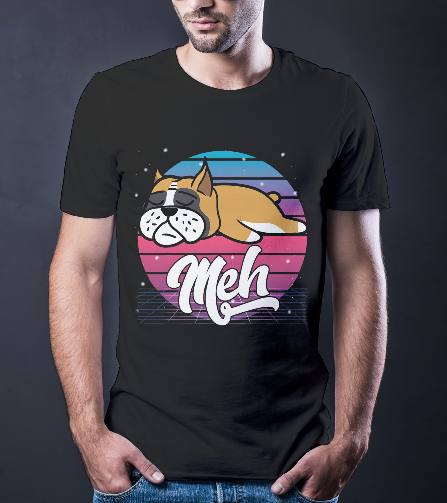 Meh Vaporwave Aesthetic Otaku Meme Retro Dog T-Shirt