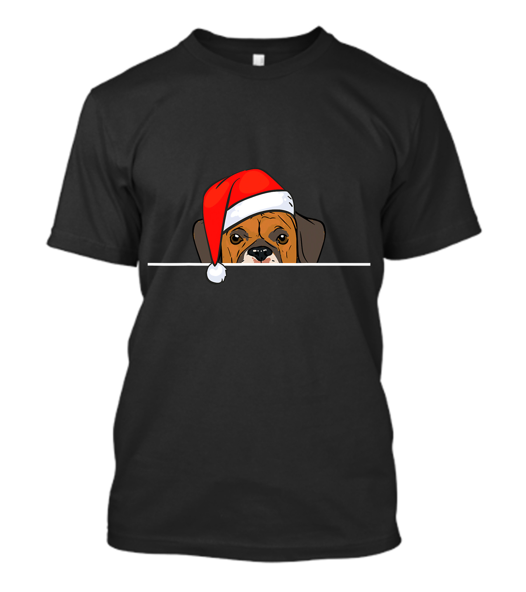 Boxer Dog In Santa Hat For Christmas T-Shirt