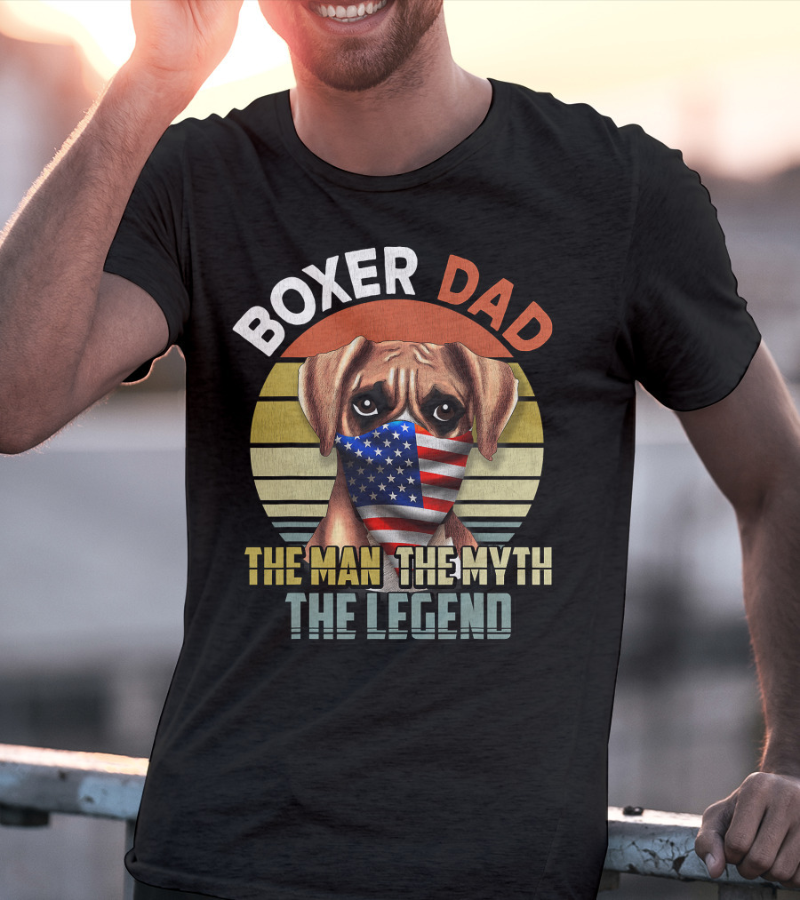 Boxer Dad US Flag Face Mask The Man The Myth The Legend T-Shirt
