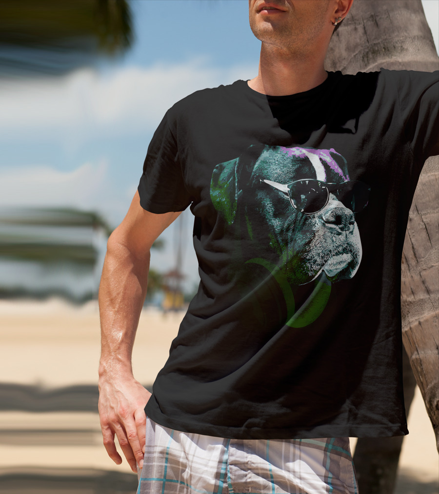 Boxer Dog With Sunglasses And Headphones Vintage Cool Canine T-Shirt
