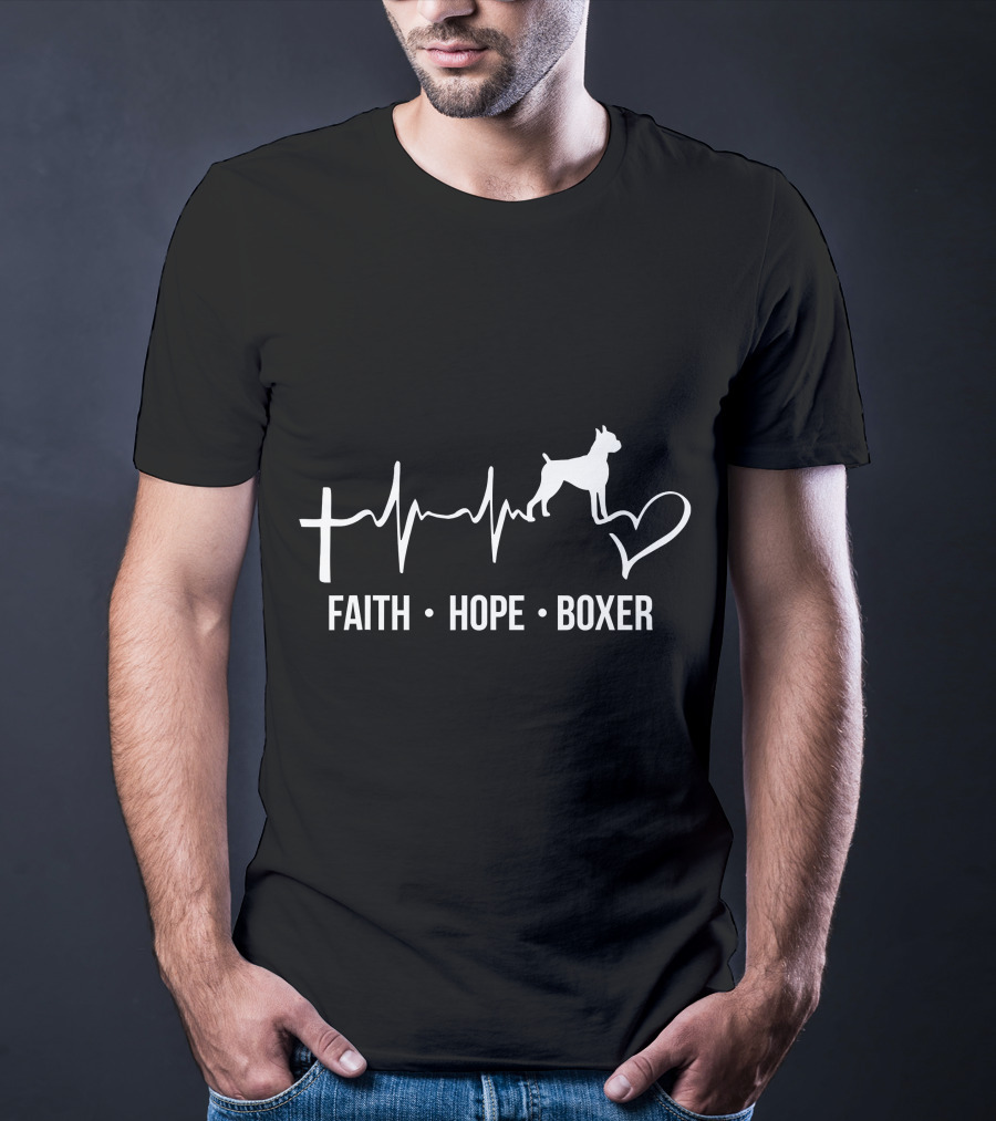 Faith Hope Boxer Heartbeat Dog Owner Lover Women Me T-Shirt