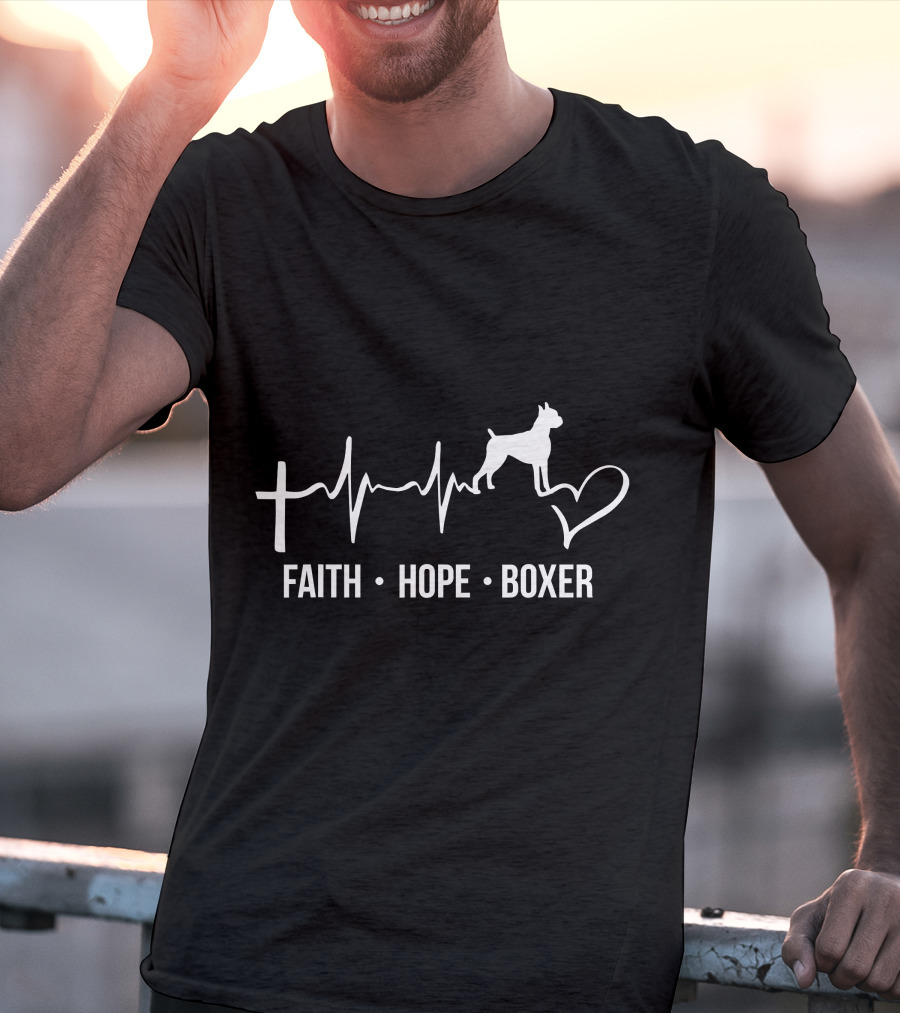 Faith Hope Boxer Heartbeat Dog Owner Lover Women Me T-Shirt