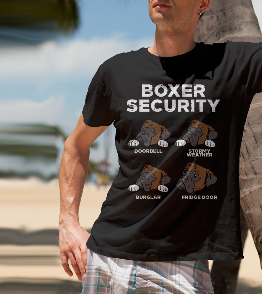 Boxer Security Doorbell Stormy Weather Burglar Fridge Door T-Shirt