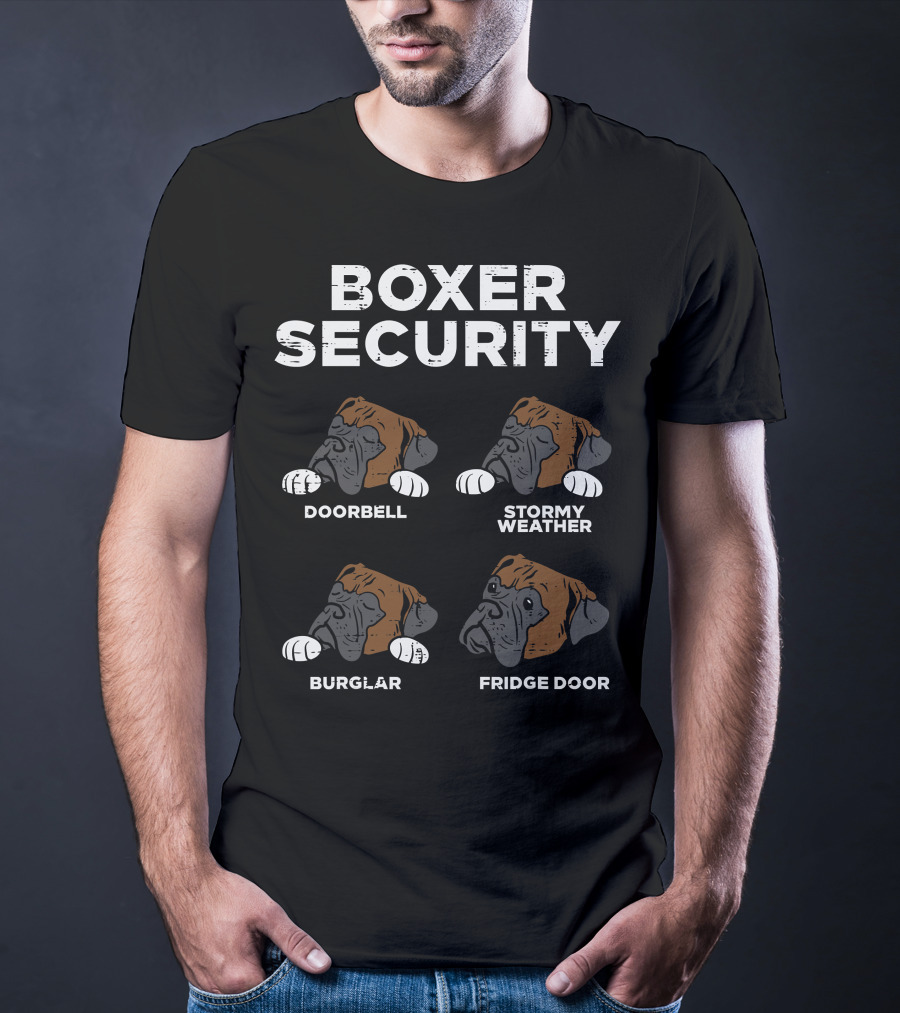 Boxer Security Doorbell Stormy Weather Burglar Fridge Door T-Shirt