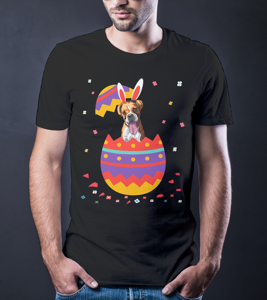 Bunny Ears Dog In Colorful Easter Egg For Cute Easter Day T-Shirt