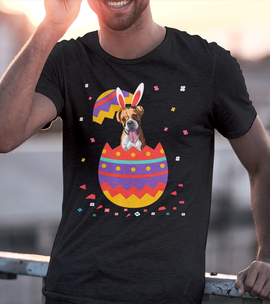 Bunny Ears Dog In Colorful Easter Egg For Cute Easter Day T-Shirt