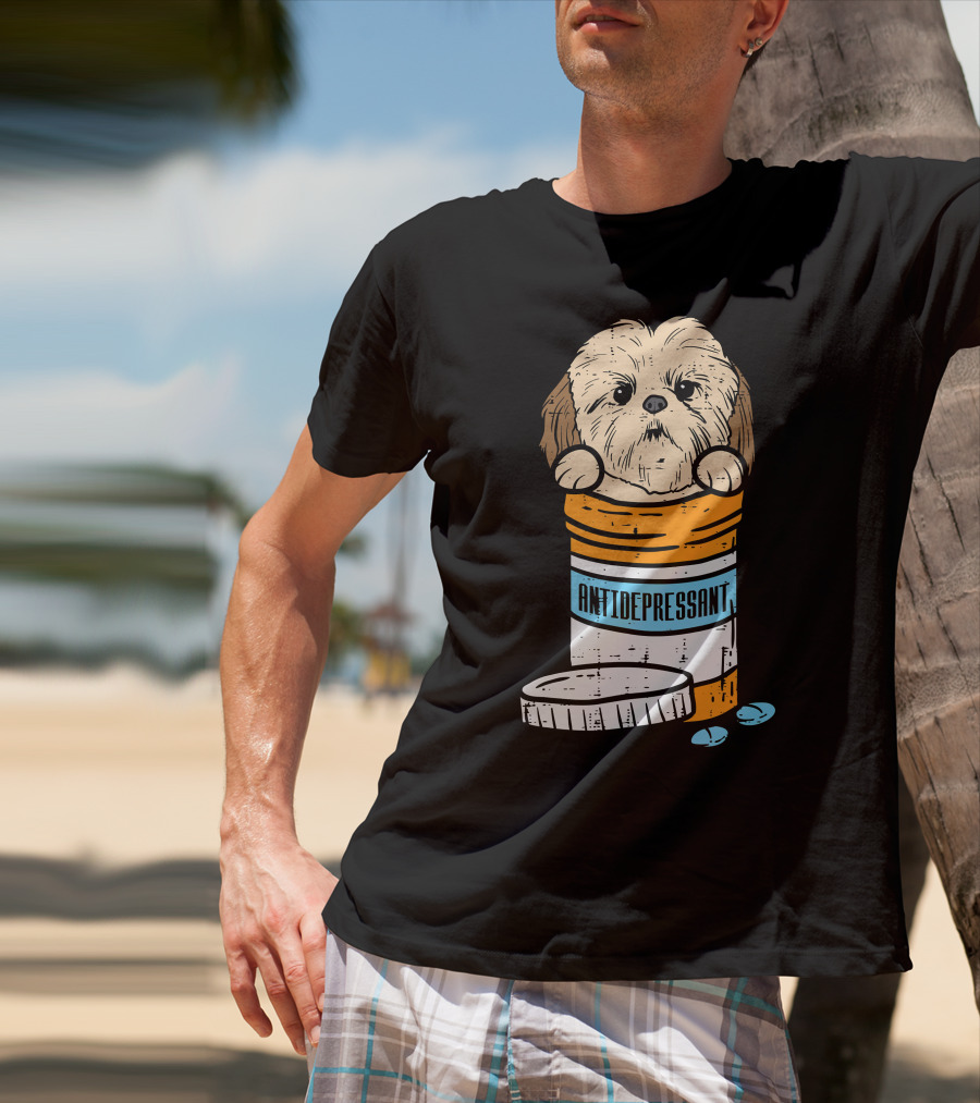 Antidepressant Shih Tzu Cute Animal Pet Dog Pill Bottle T-Shirt