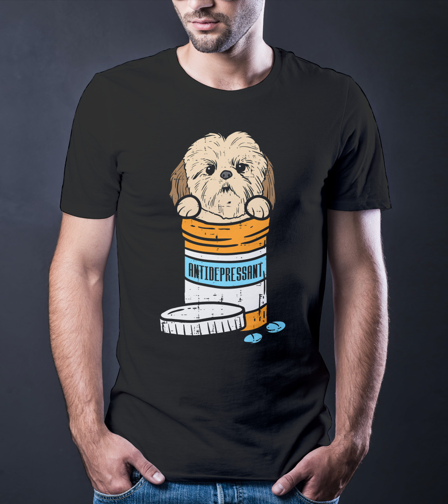 Antidepressant Shih Tzu Cute Animal Pet Dog Pill Bottle T-Shirt