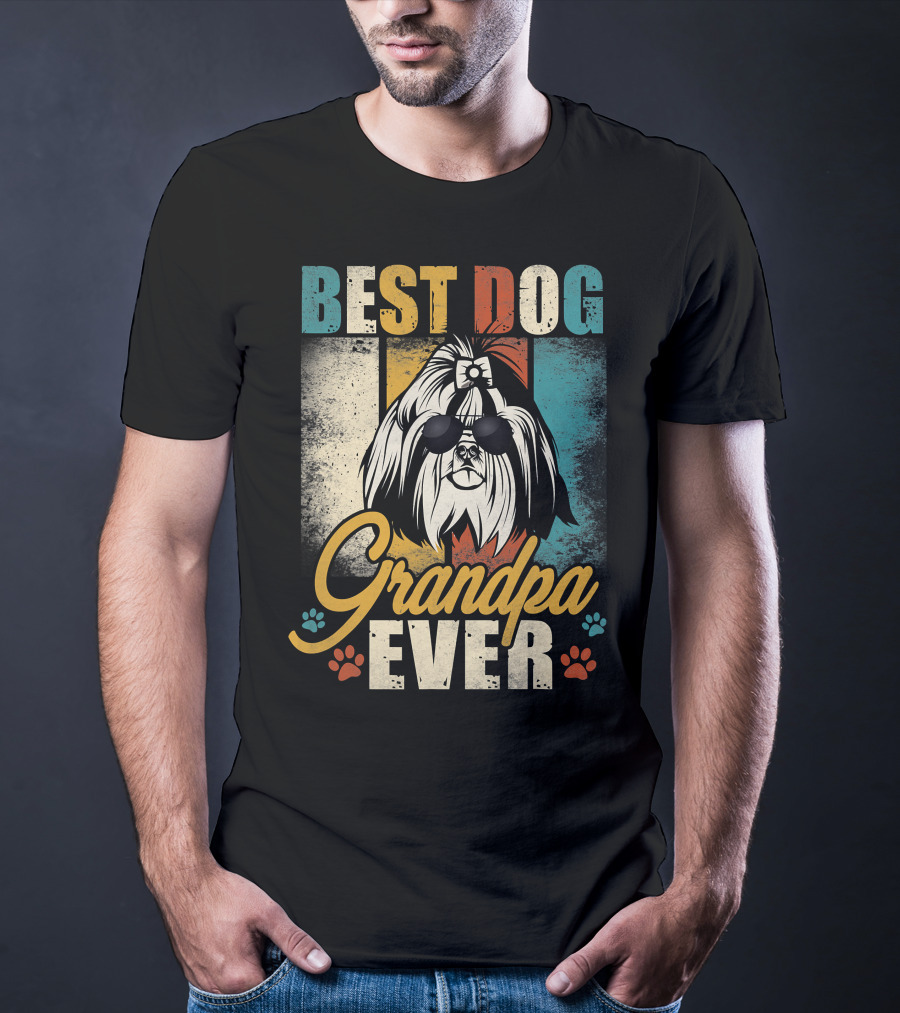Best Dog Grandpa Ever Shih Tzu Father's Day T-Shirt