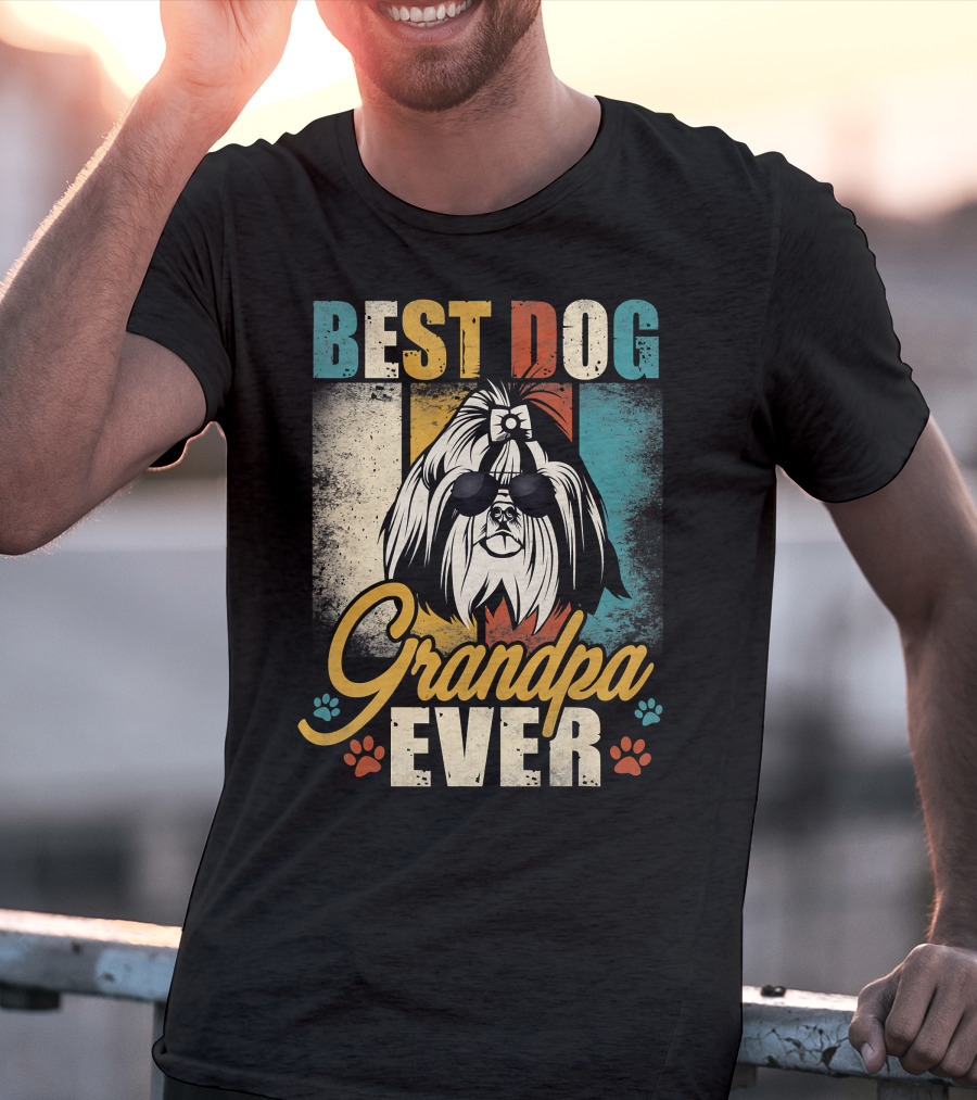 Best Dog Grandpa Ever Shih Tzu Father's Day T-Shirt