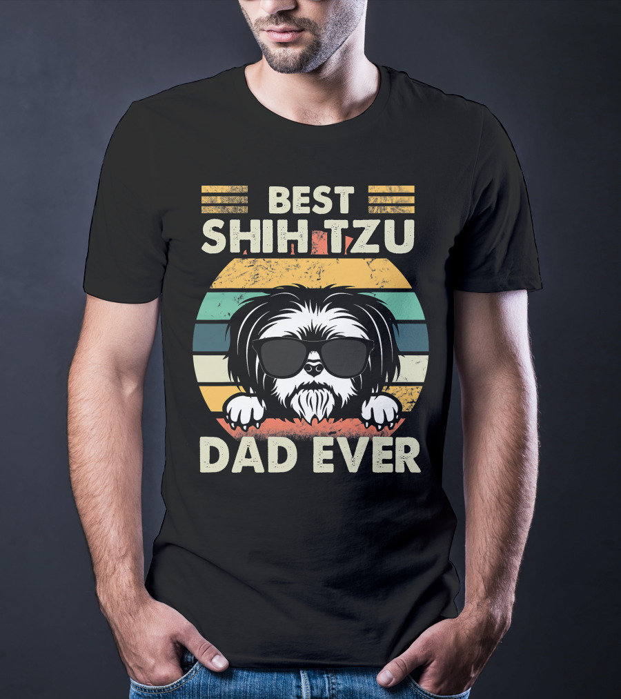 Best Shih Tzu Dad Ever Vintage T-Shirt