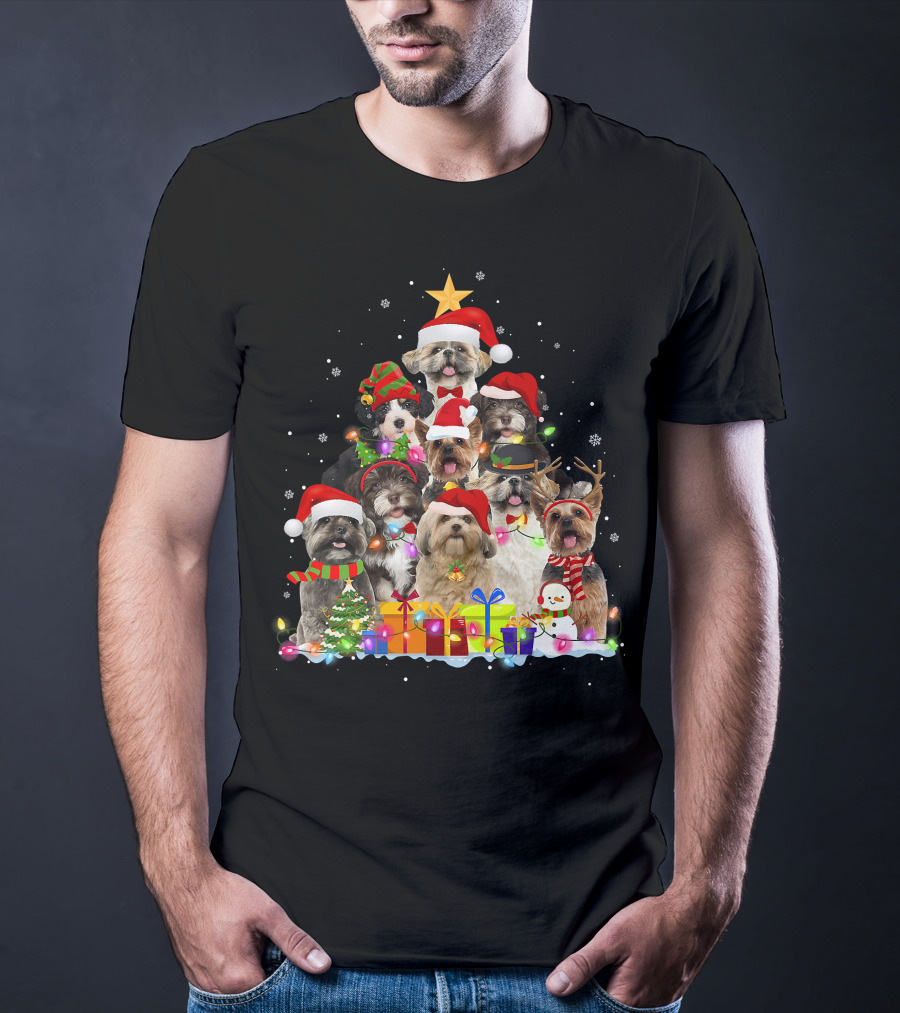 Christmas Pajama Shih Tzu Tree Xmas Dog Dad Gifts T-Shirt