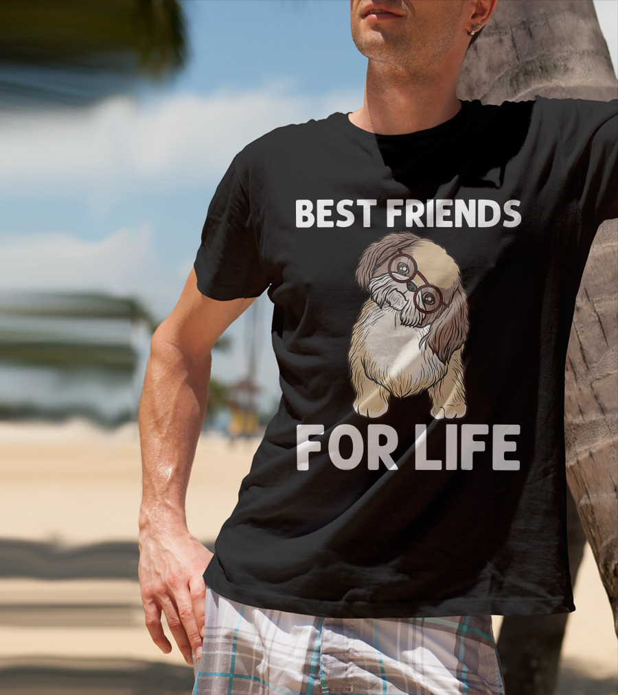 Best Friends For Life Cool Shih Tzu Puppy Pet T-Shirt