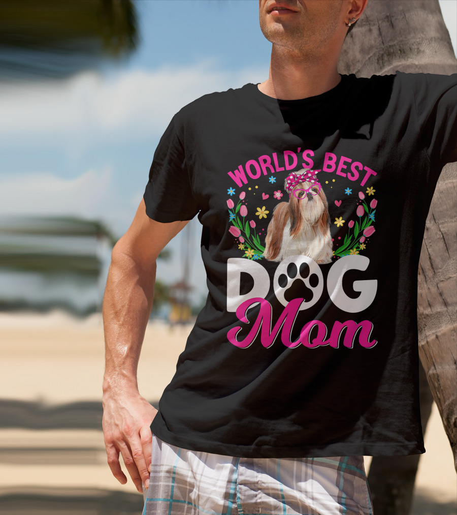 World's Best Shih Tzu Dog Mom Floral T-Shirt