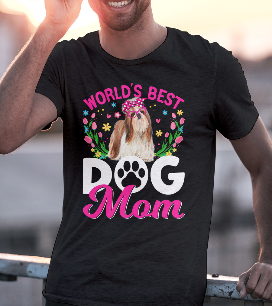 World's Best Shih Tzu Dog Mom Floral T-Shirt